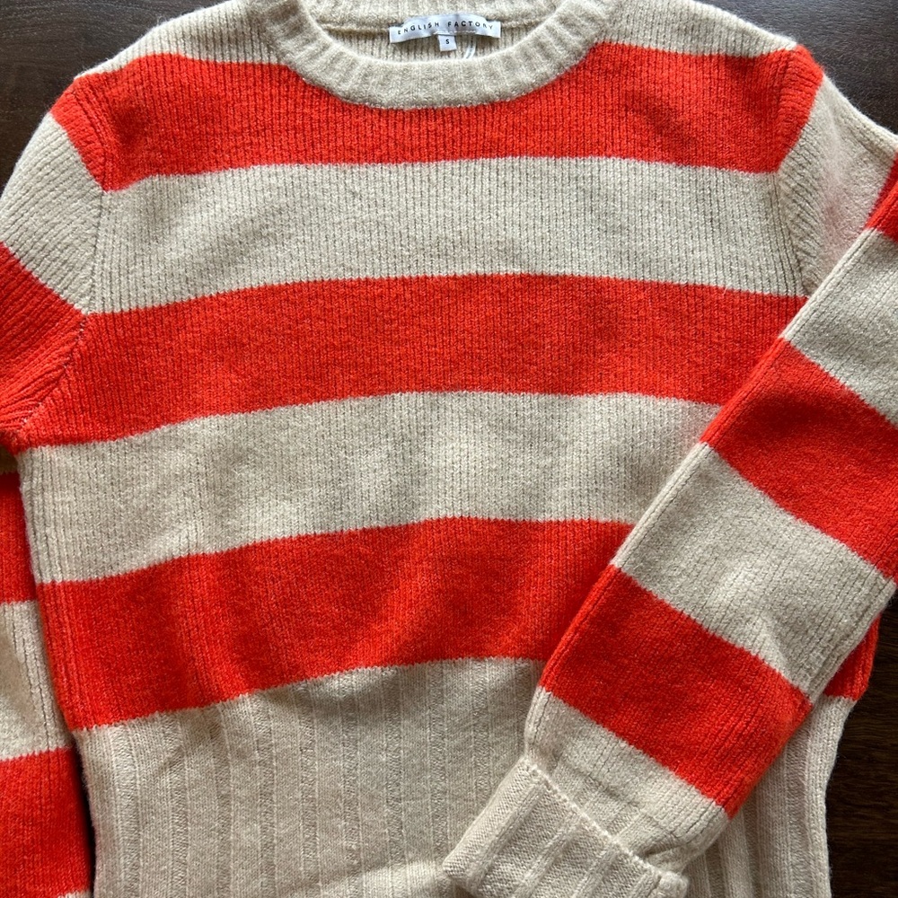 English Factory Bold Red and Beige Knit Sweater